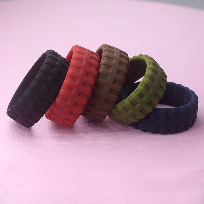 Tire pattern silicone ring breathable sports ring men's silicone ring 10 color set customizable